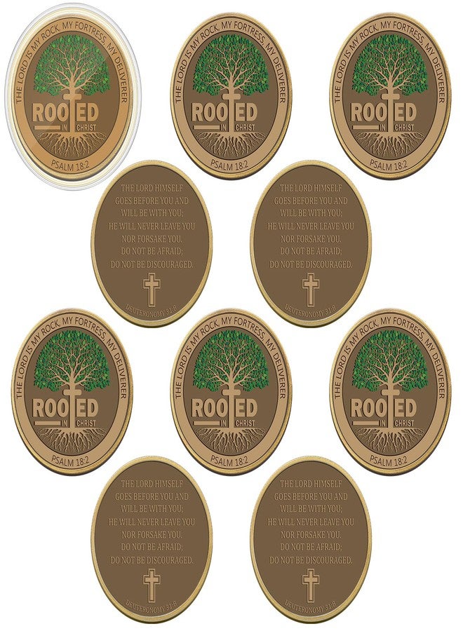 Aurelema 10 Pcs Rooted in Christ Coins Christian Religious Coin Bulk Pocket Prayer Token Jesus Coins Christian Christmas Gifts for Woman Man Challenge Token - Image 1